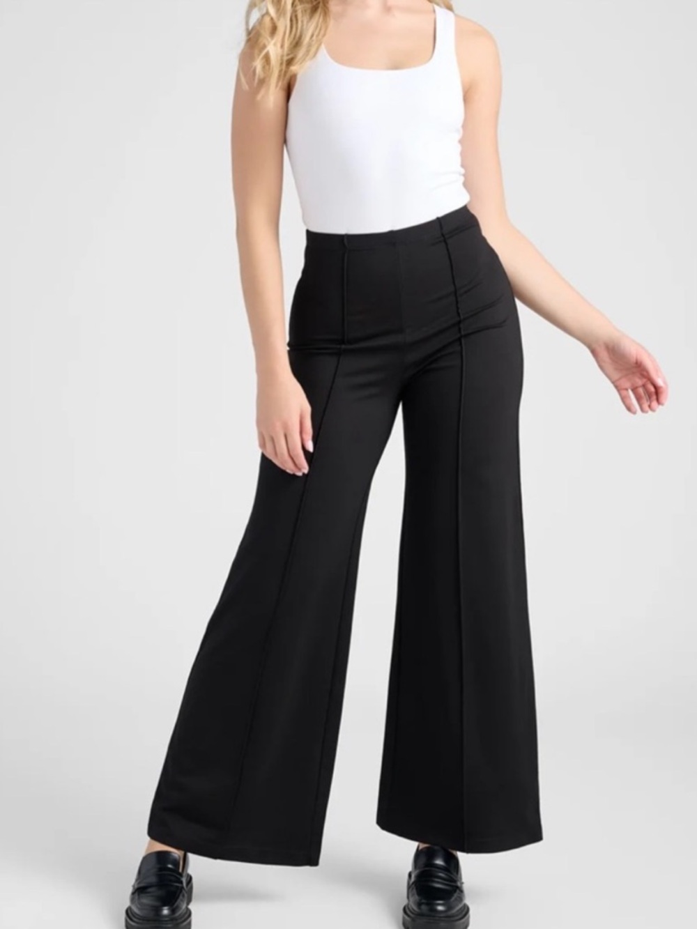 Max Studio High-Waist Black Wide-Leg Ponte Pants S
